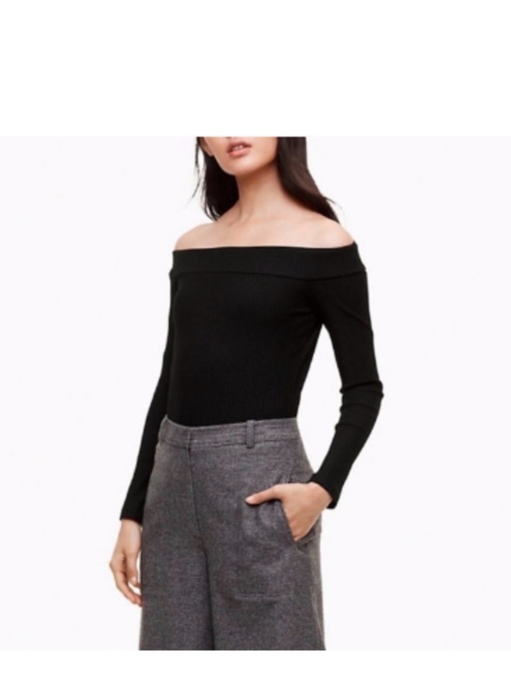 Aritzia Ribbed Long Sleeve Top in Dusty Rose